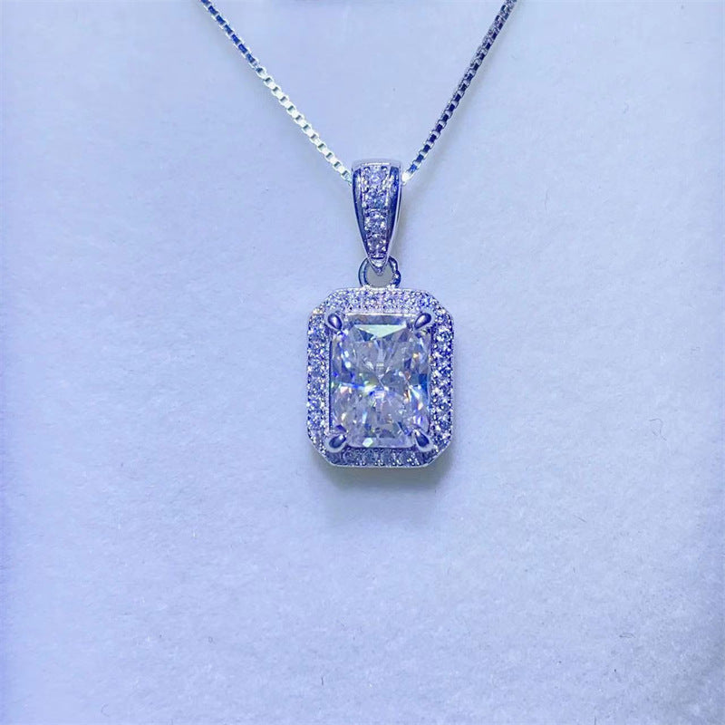Radiant Cut Moissanite Jewelry Set Necklace Pendant Ring Stud Earrings for Women product image