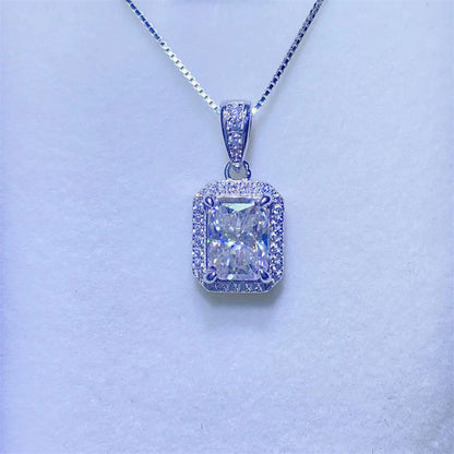 Radiant Cut Moissanite Jewelry Set Necklace Pendant Ring Stud Earrings for Women