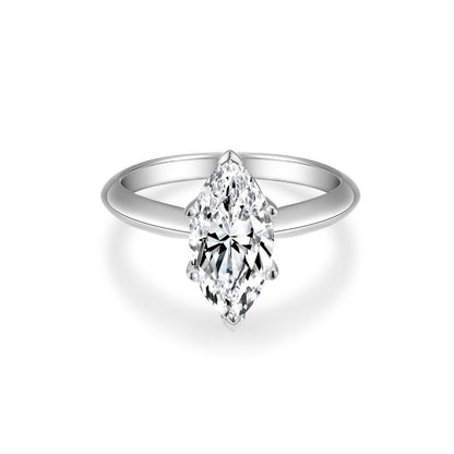 Moissanite Ring for Women, 1 Carat Solitaire Engagement Ring, Heart & Marquise Cuts