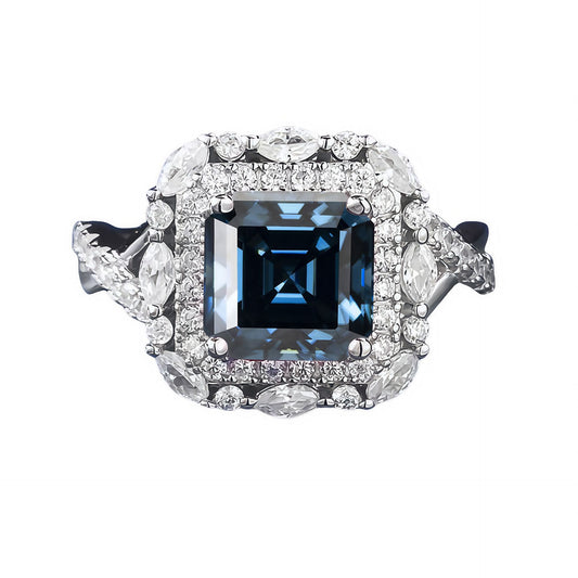 2 Carat Asscher-Cut Moissanite Halo Ring, Color Options product image