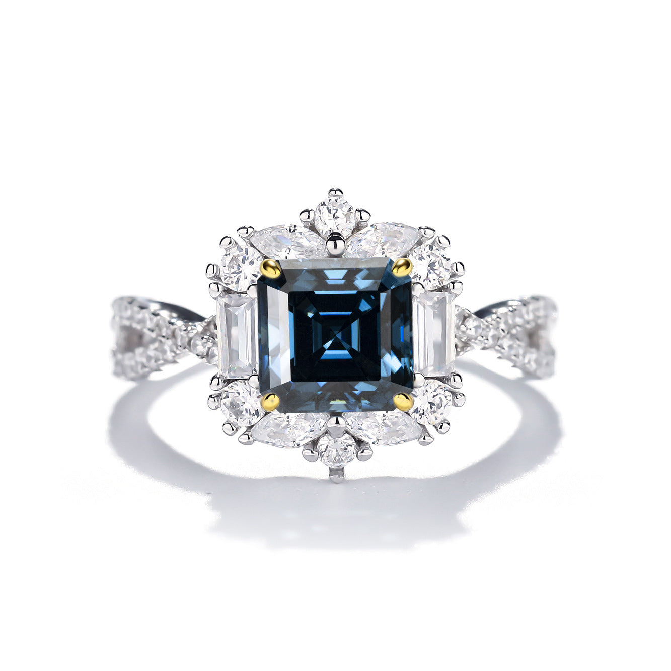 2 Carat Moissanite Halo Ring, Asscher Cut Promise Ring product image