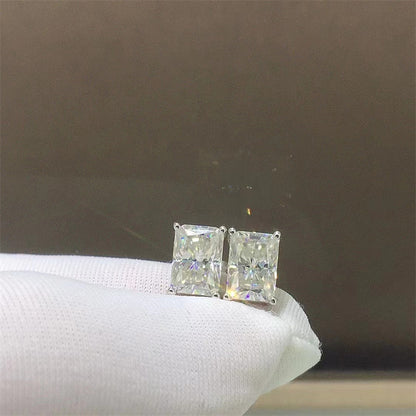 Radiant Cut Moissanite Jewelry Set Necklace Pendant Ring Stud Earrings for Women