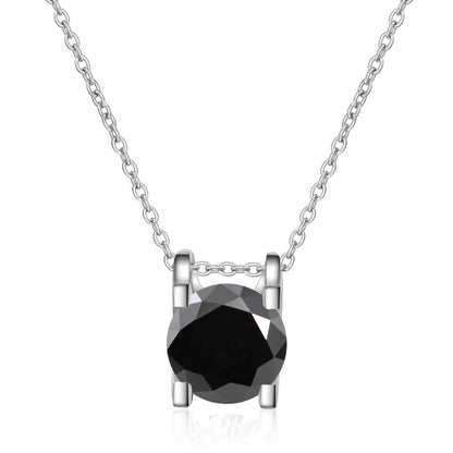 1/2 ct Moissanite Pendant Necklace, Box Chain, Round Color Stone, Layering Jewelry