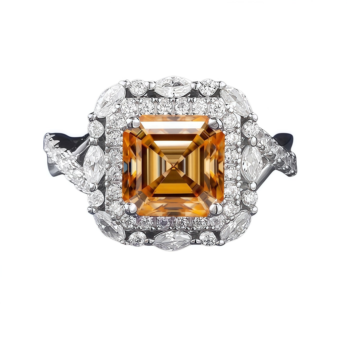 2 Carat Asscher-Cut Moissanite Halo Ring, Color Options product image