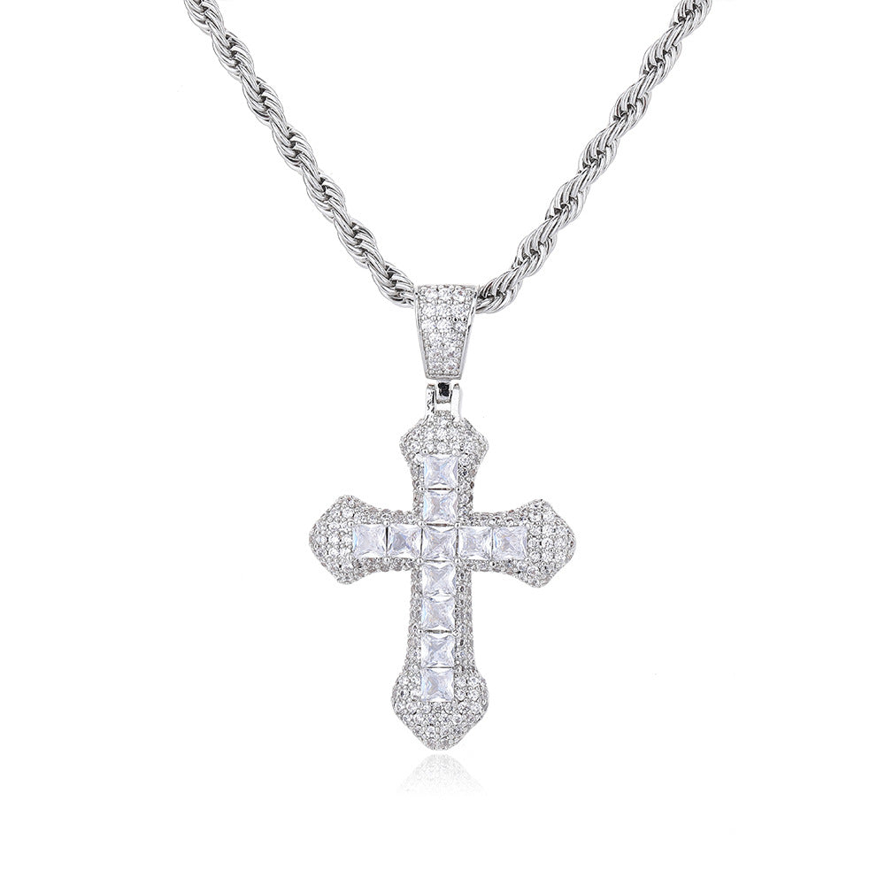Colorful Cross Pendant Necklace for Men Women, Hip Hop Rope Chain Jewelry