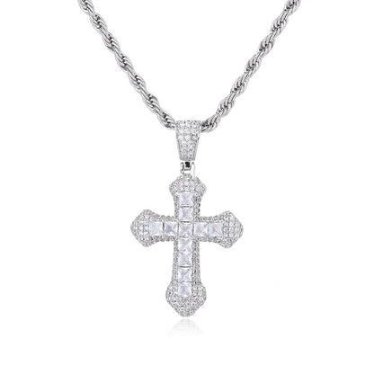 Colorful Cross Pendant Necklace for Men Women, Hip Hop Rope Chain Jewelry