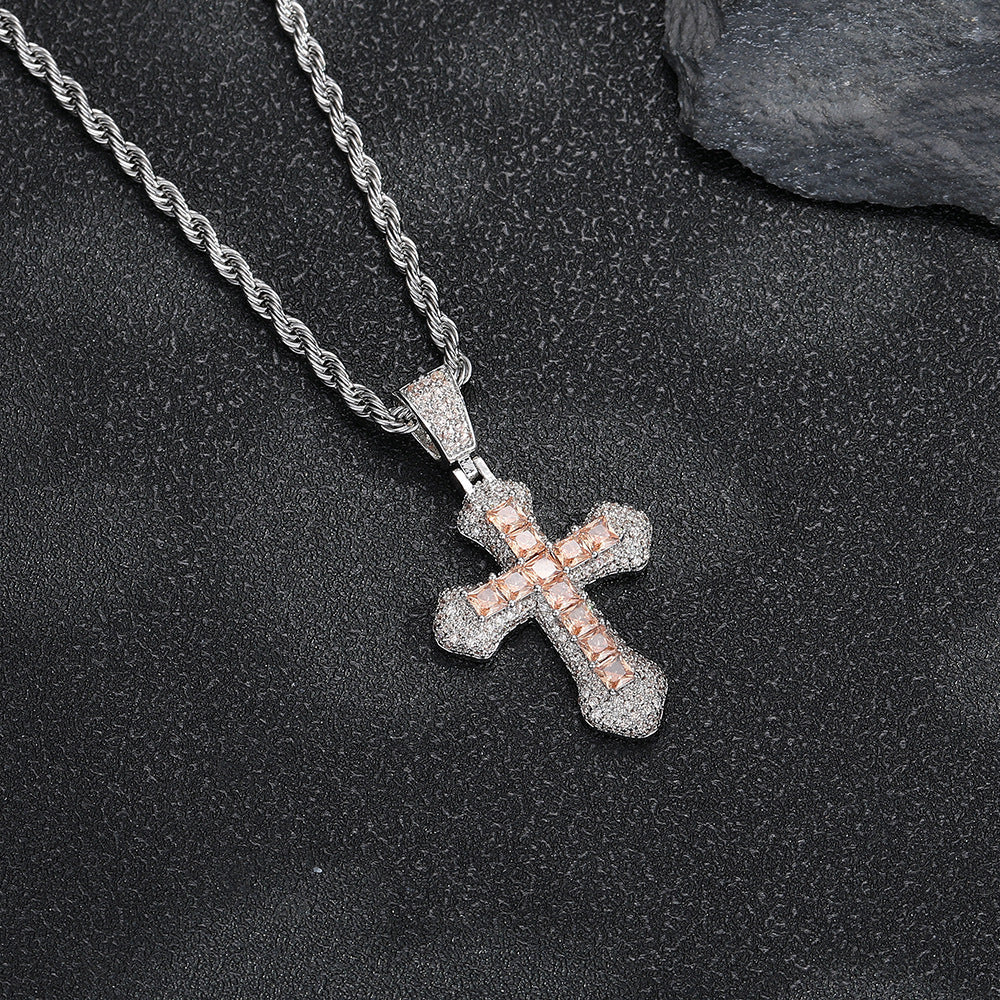 Colorful Cross Pendant Necklace for Men Women, Hip Hop Rope Chain Jewelry product image