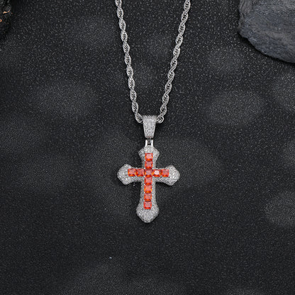 Colorful Cross Pendant Necklace for Men Women, Hip Hop Rope Chain Jewelry