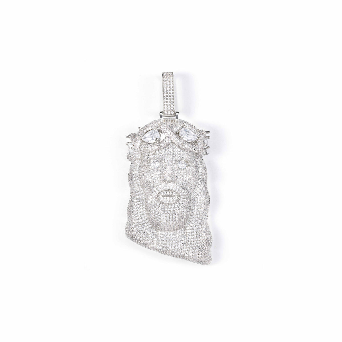 Iced Out Cartoon Face Pendant Necklace, Cubic Zirconia Hip Hop Rope Chain Jewelry product image