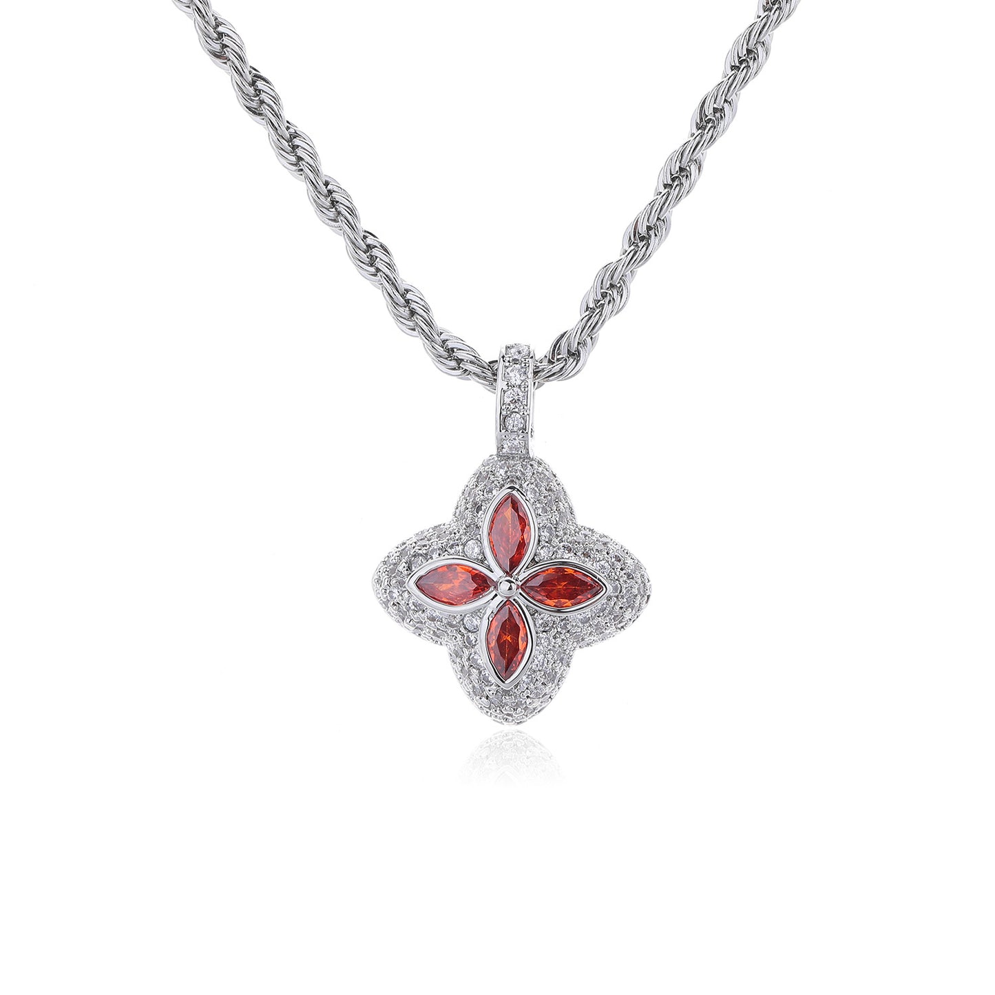 Multicolor Four-Leaf Clover Pendant Necklace