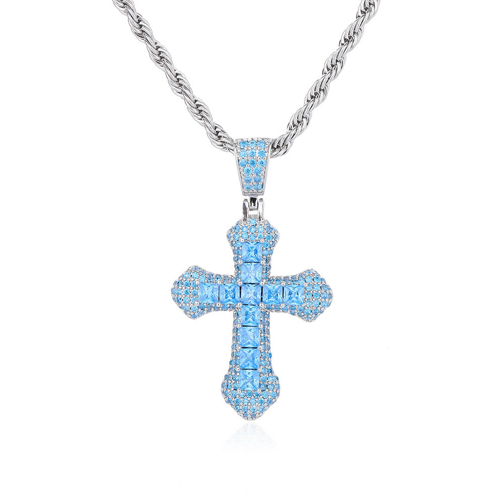 Colorful Cross Pendant Necklace for Men Women, Hip Hop Rope Chain Jewelry product image