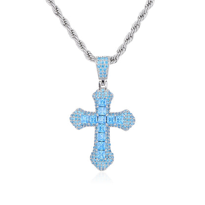Colorful Cross Pendant Necklace for Men Women, Hip Hop Rope Chain Jewelry