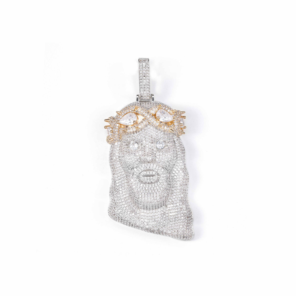 Iced Out Cartoon Face Pendant Necklace, Cubic Zirconia Hip Hop Rope Chain Jewelry product image