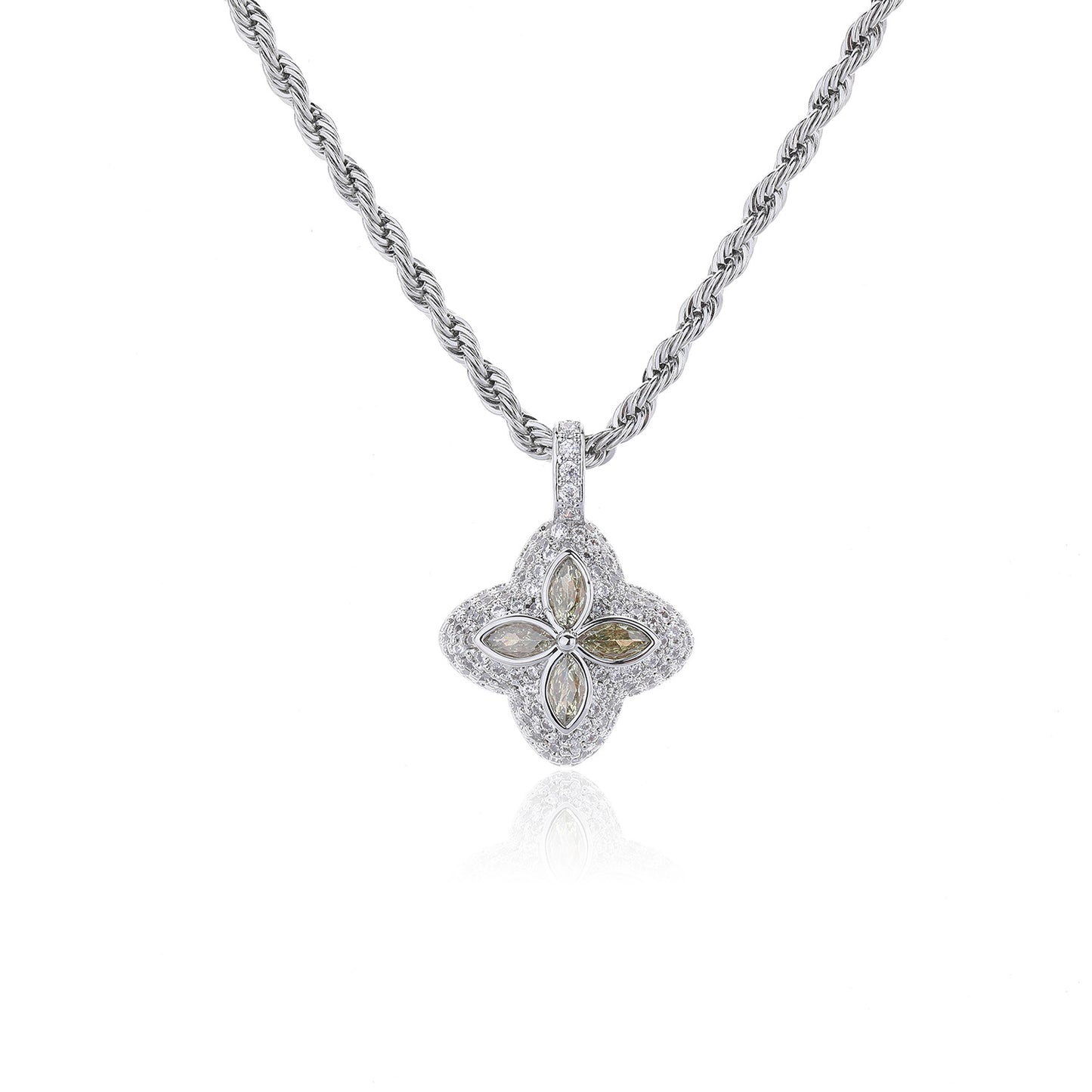 Multicolor Four-Leaf Clover Pendant Necklace