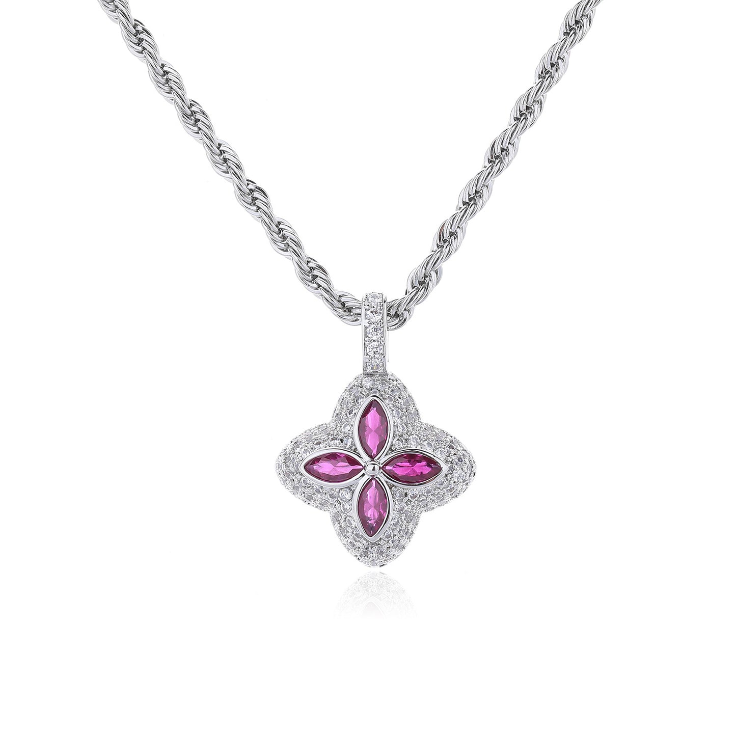 Multicolor Four-Leaf Clover Pendant Necklace