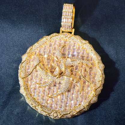 Iced Out Sun Pendant Necklace for Men