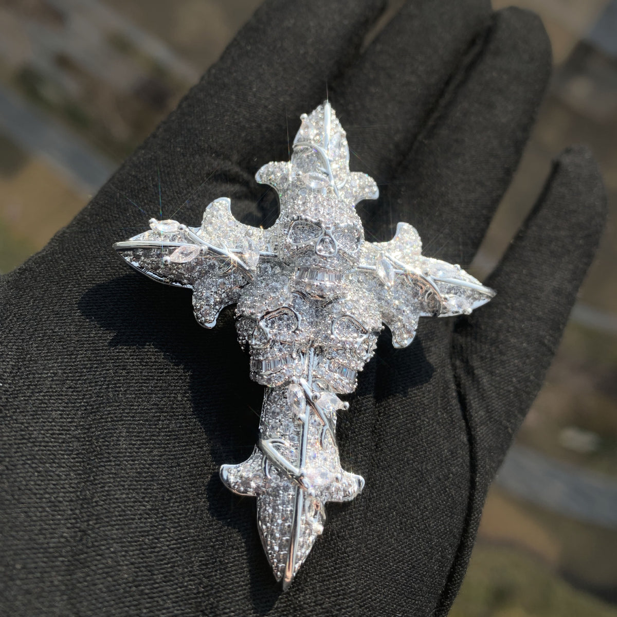 Iced Skull Cross Necklace for Men product image