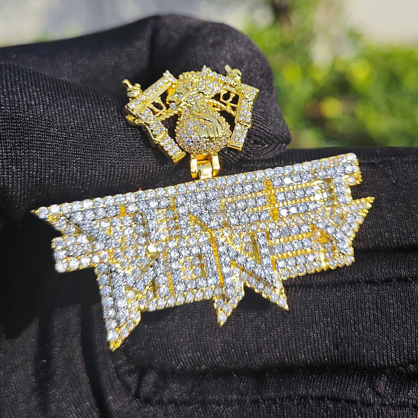Iced Out Letter Pendant Necklace for Men Hip Hop Statement Chain