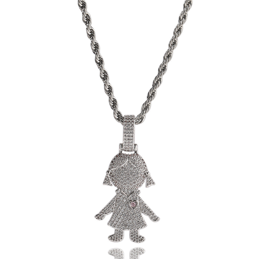 银色女孩+3mm24inch麻花链 product image