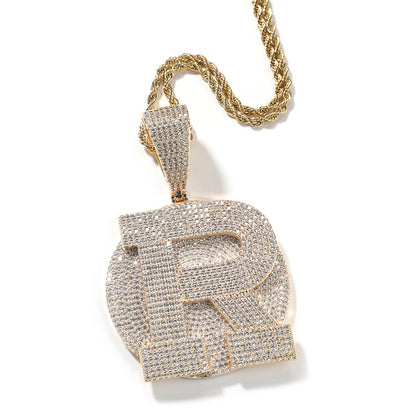 53mm Iced Out Initial Letter Pendant Necklace