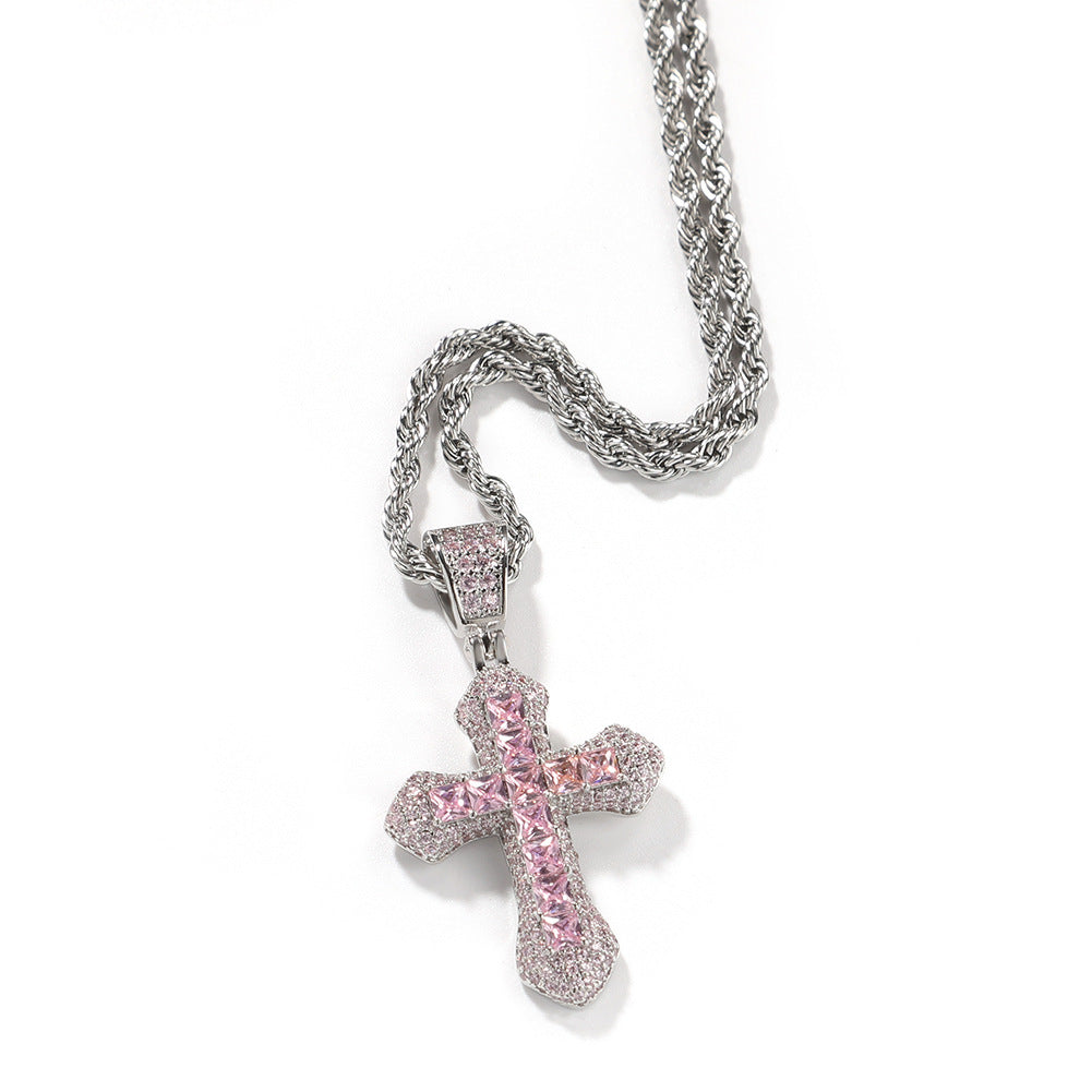 银粉色吊坠+3mm24inch不锈钢麻花链 product image