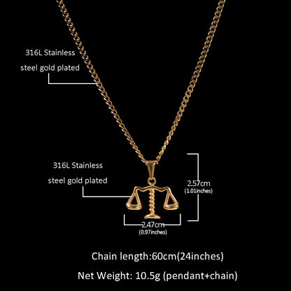 不锈钢小天平金色+3mm24inch古巴链