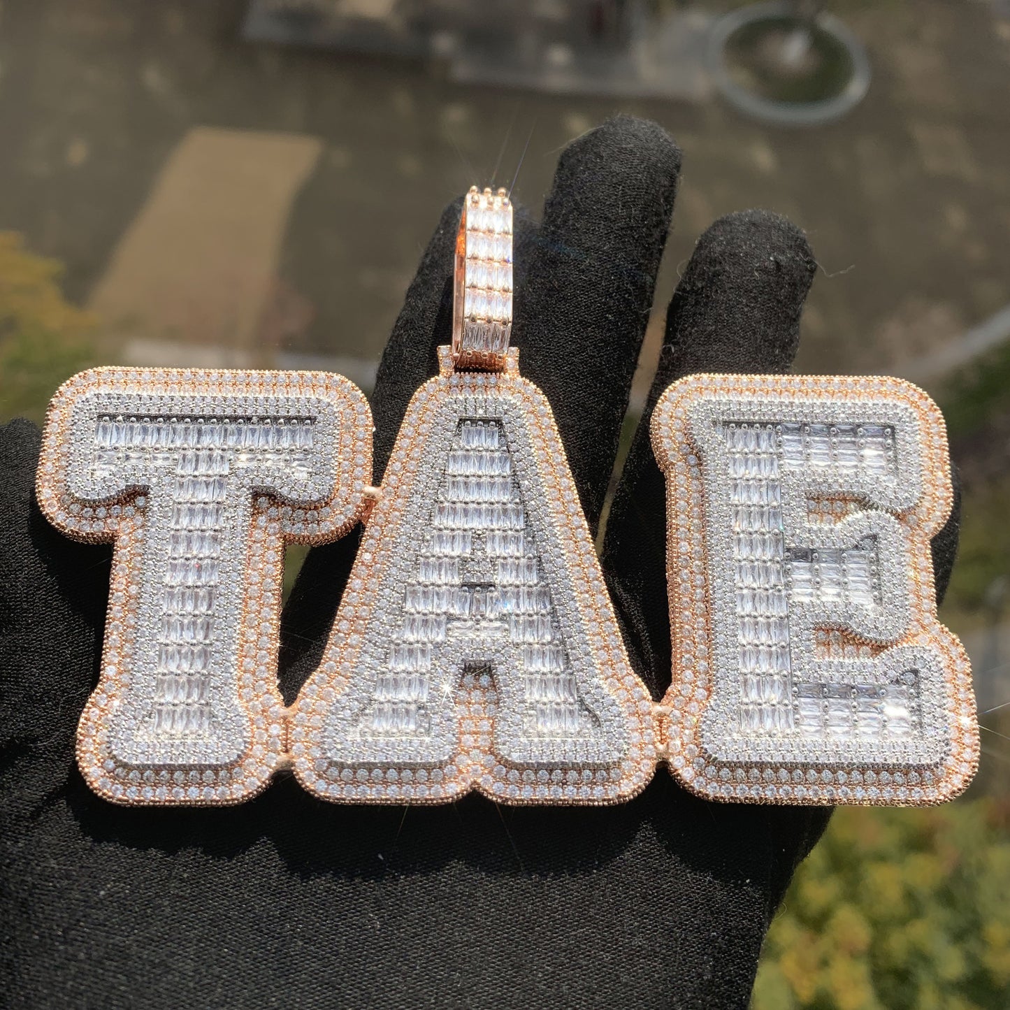 Iced Out TAE Letter Pendant for Unisex