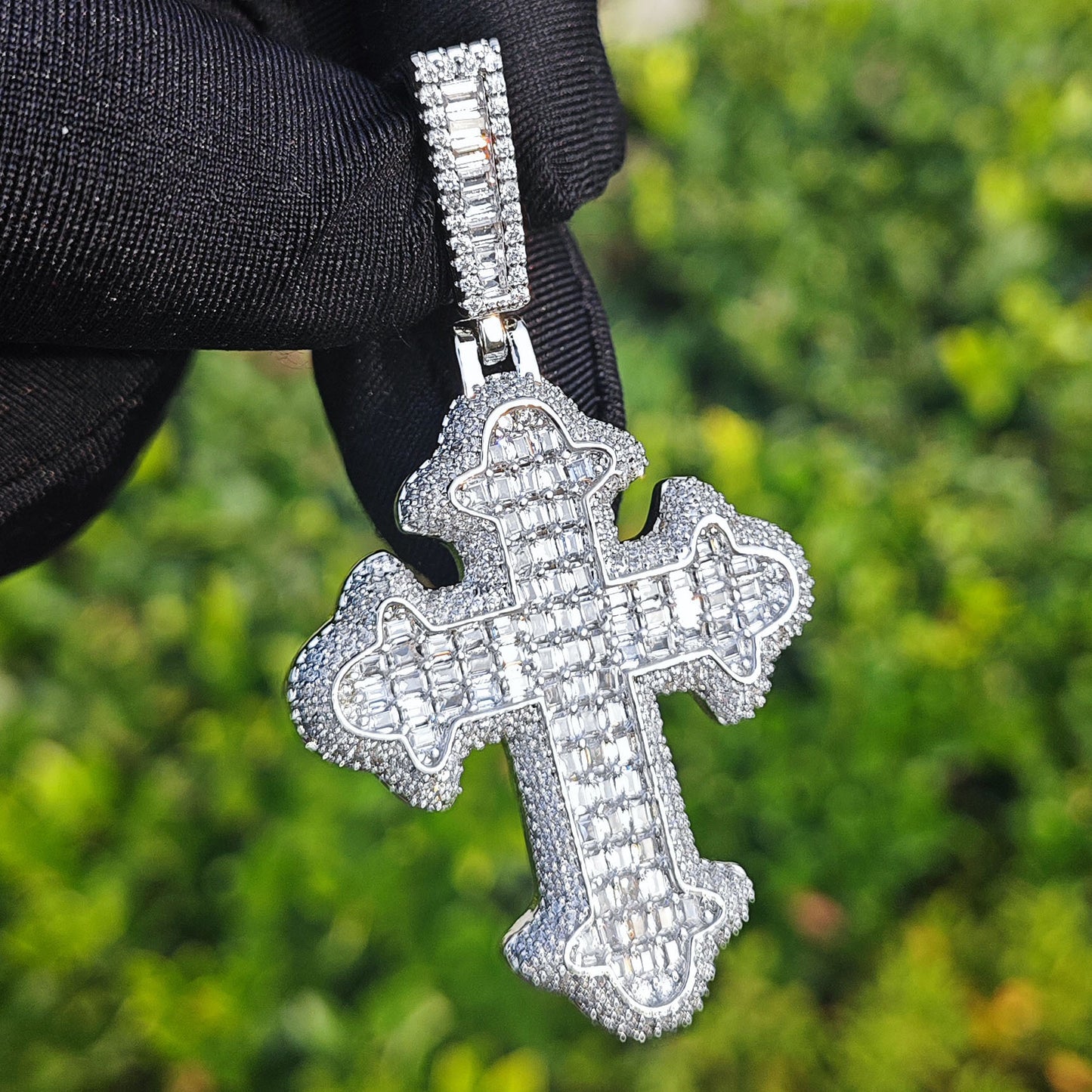 Unisex Iced Out Cross Pendant Necklace