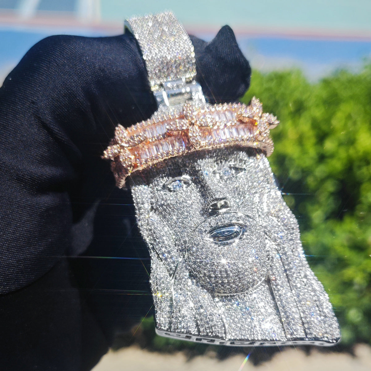 Iced Out Pharaoh Pendant Necklace for Men product image
