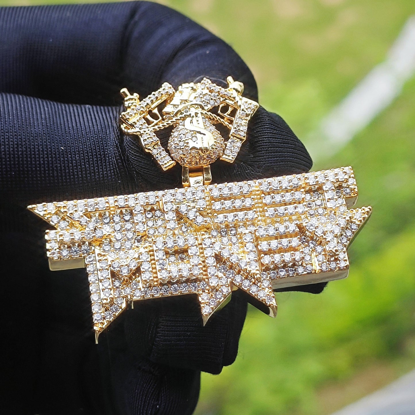 Iced Out Letter Pendant Necklace for Men Hip Hop Statement Chain