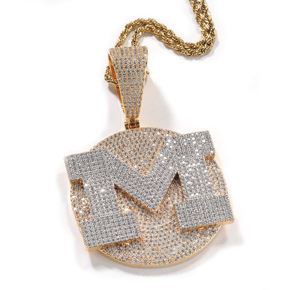 53mm Iced Out Initial Letter Pendant Necklace