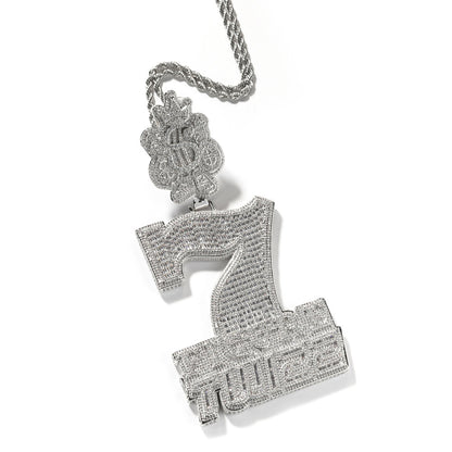 Silver tone number 7 pendant with 3mm 24 inch twist chain