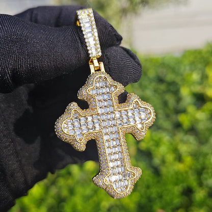 Unisex Iced Out Cross Pendant Necklace