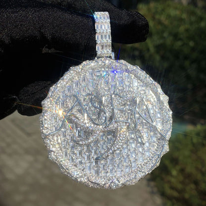 Iced Out Sun Pendant Necklace for Men