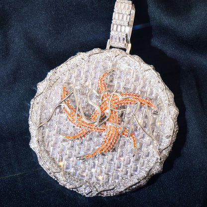 Iced Out Sun Pendant Necklace for Men
