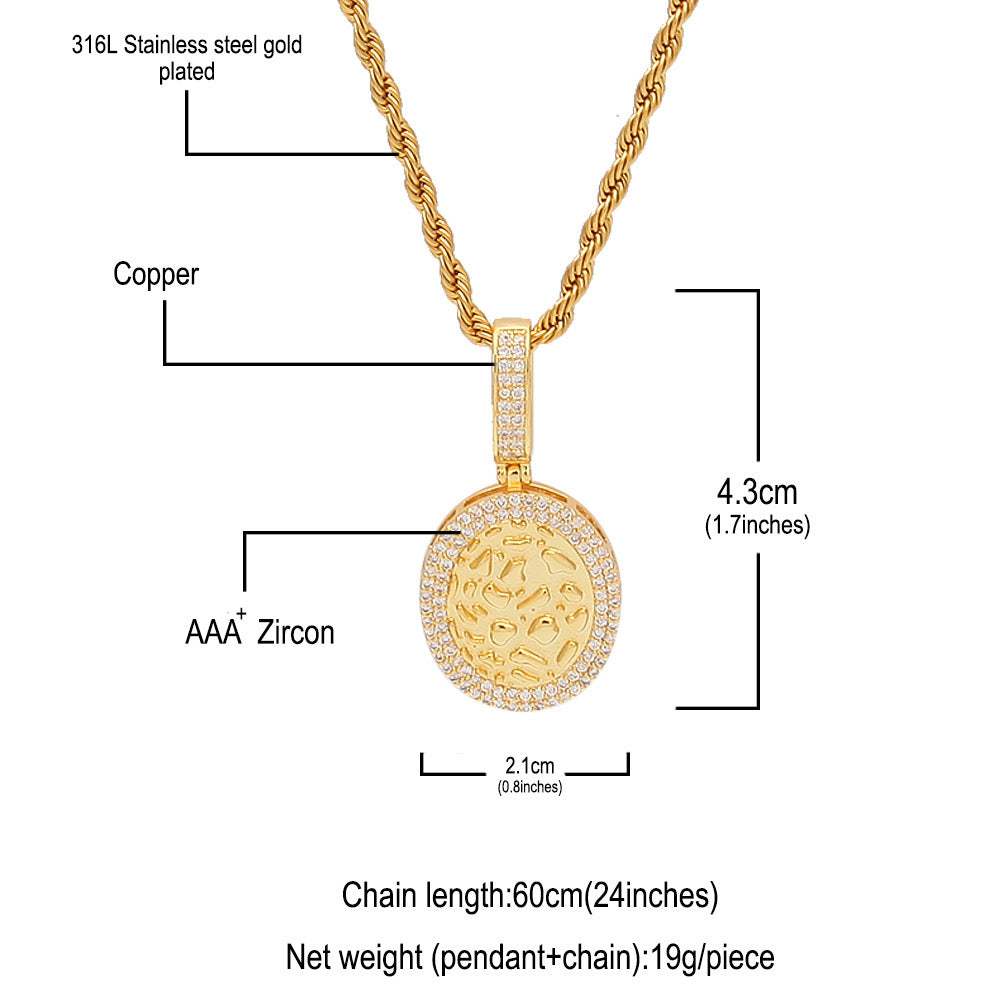 金砖镶锆石椭圆双色+3mm60cm麻花链