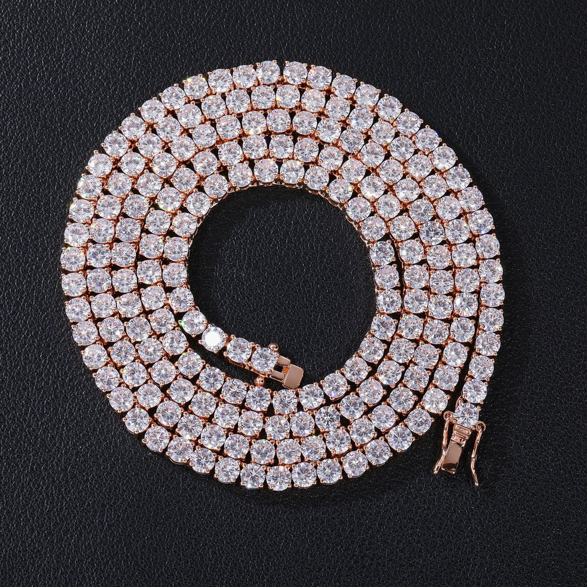 Unisex Cubic Zirconia Tennis Chain Necklace Bracelet Set in Silver Tone, Hip Hop Streetwear Chain Jewelry product image