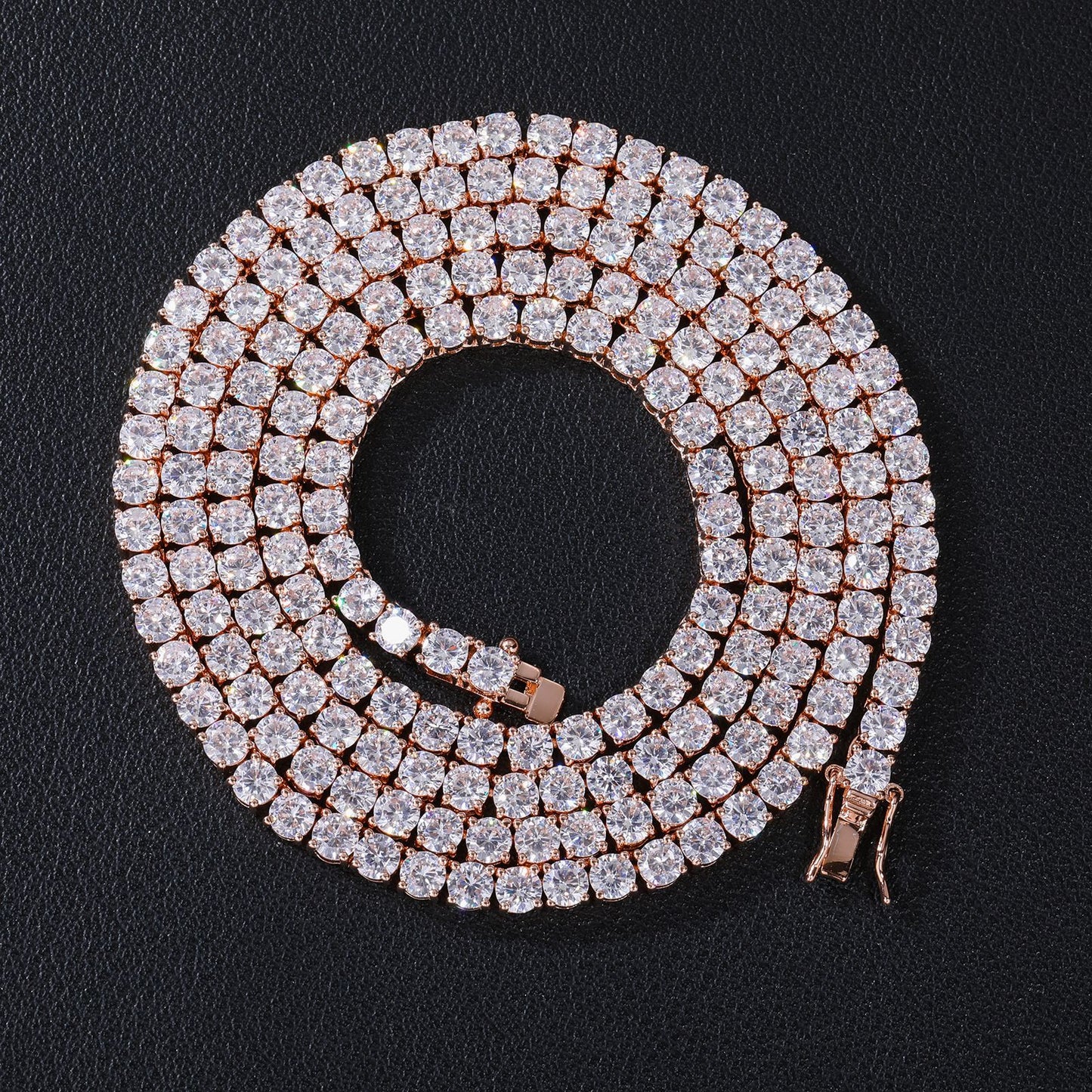 Unisex Cubic Zirconia Tennis Chain Necklace Bracelet Set in Silver Tone, Hip Hop Streetwear Chain Jewelry product image