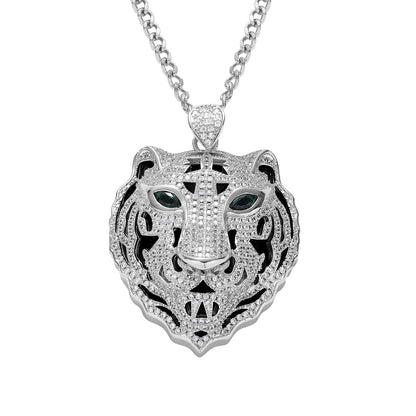 Hip Hop Tiger Cubic Zirconia Pendant Necklace for Men and Women