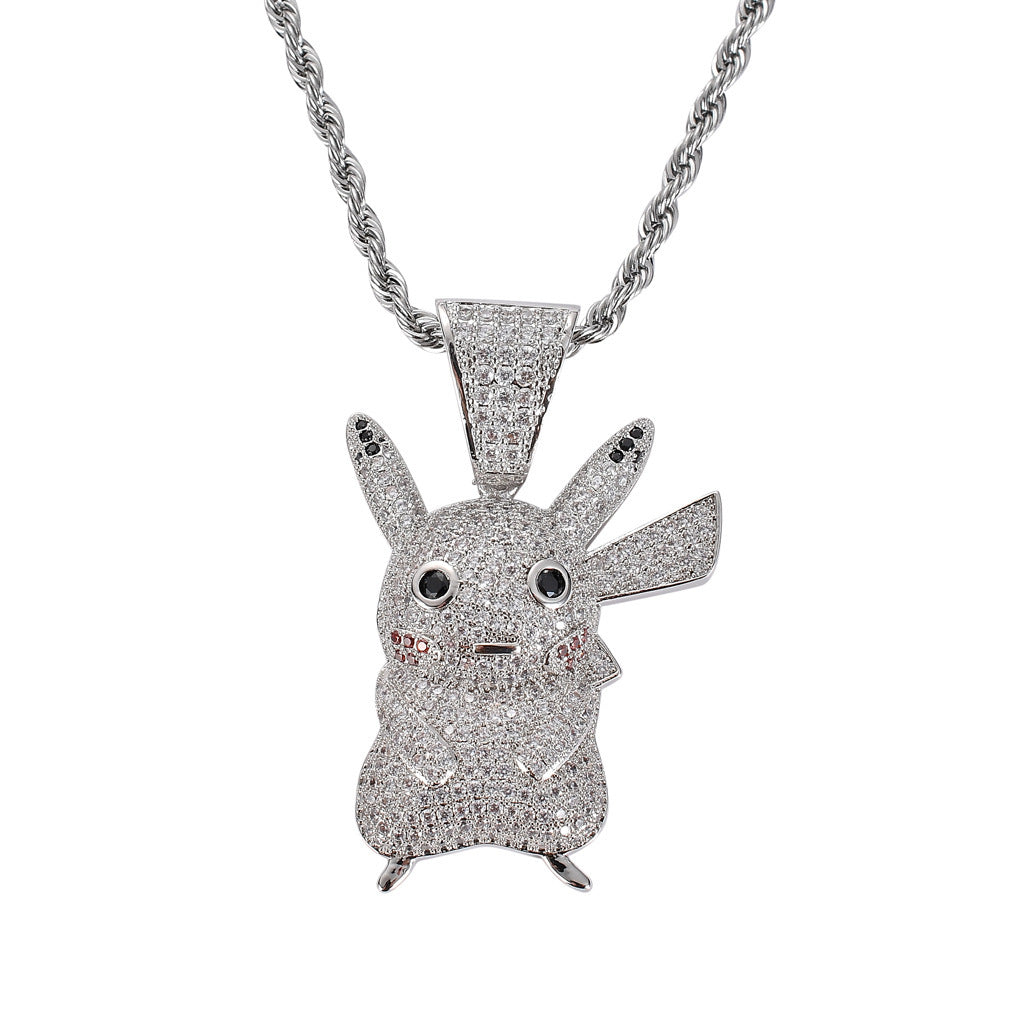 Hip Hop Fashion Cubic Zirconia Pendant Necklace for Men and Women