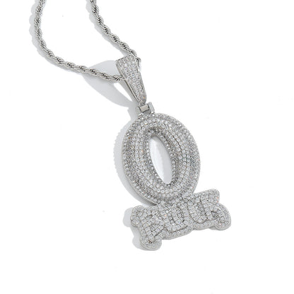 Hip Hop Letter Cubic Zirconia Pendant Necklace for Men and Women