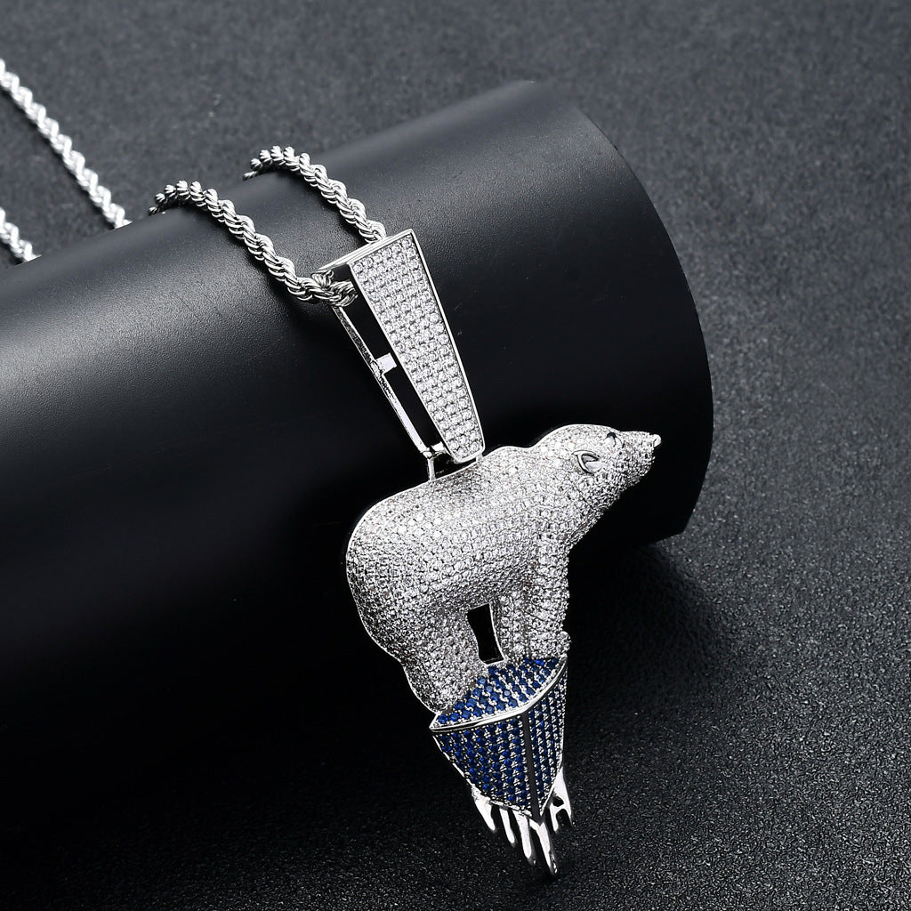 Hip Hop Fashion Cubic Zirconia Pendant Necklace for Men and Women