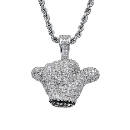Hip Hop Floral Round Cubic Zirconia Pendant Necklace for Men and Women