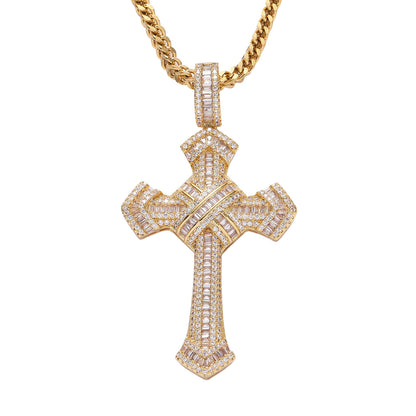 Hip Hop Vintage Cross Copper Pendant Necklace for Men and Women