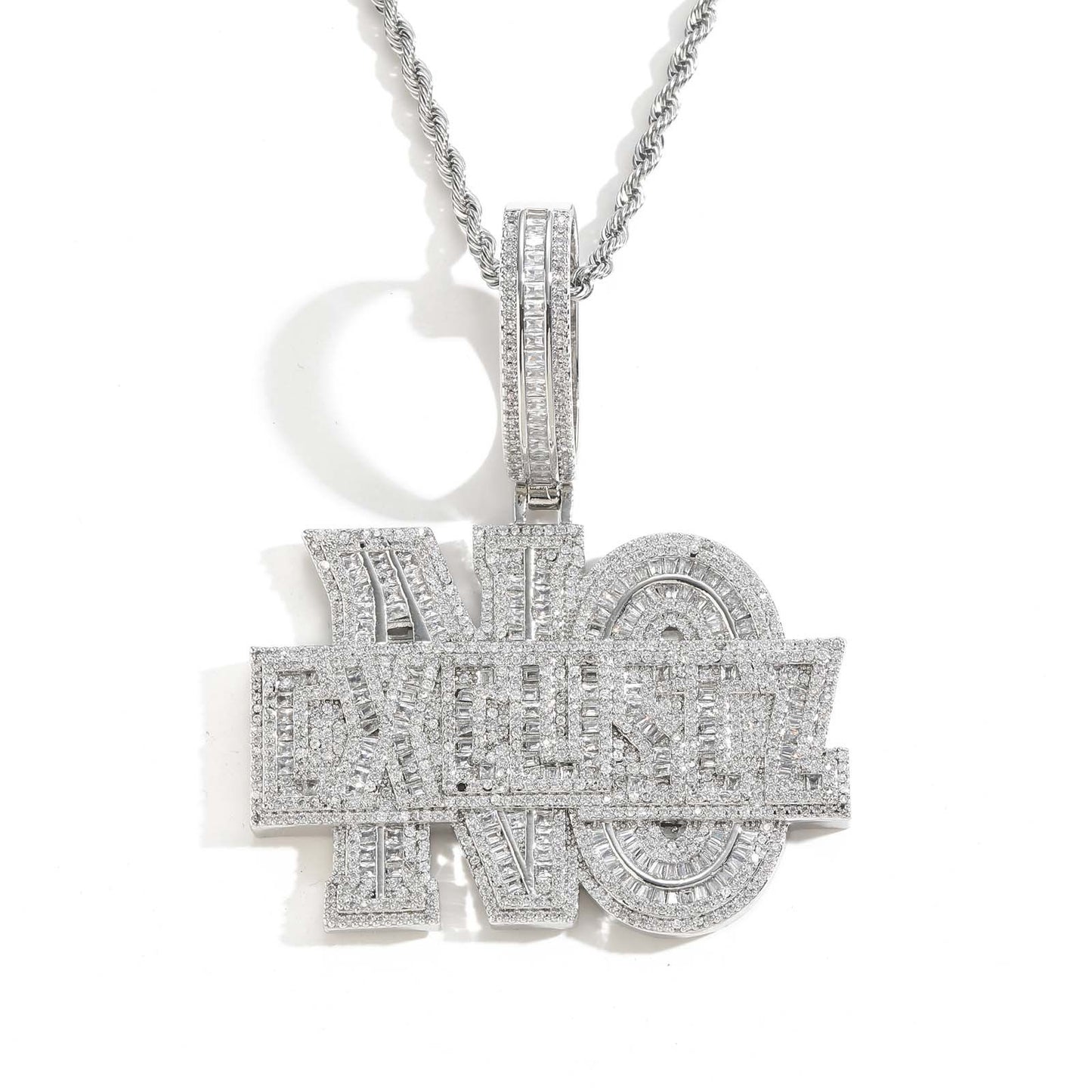 Hip Hop Letter Cubic Zirconia Pendant Necklace for Men and Women