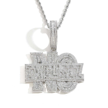 Hip Hop Letter Cubic Zirconia Pendant Necklace for Men and Women