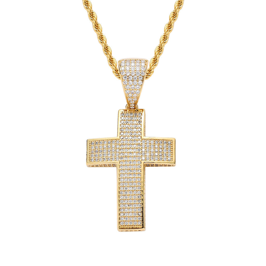 Light Luxury Cross Cubic Zirconia Pendant Necklace for Men and Women