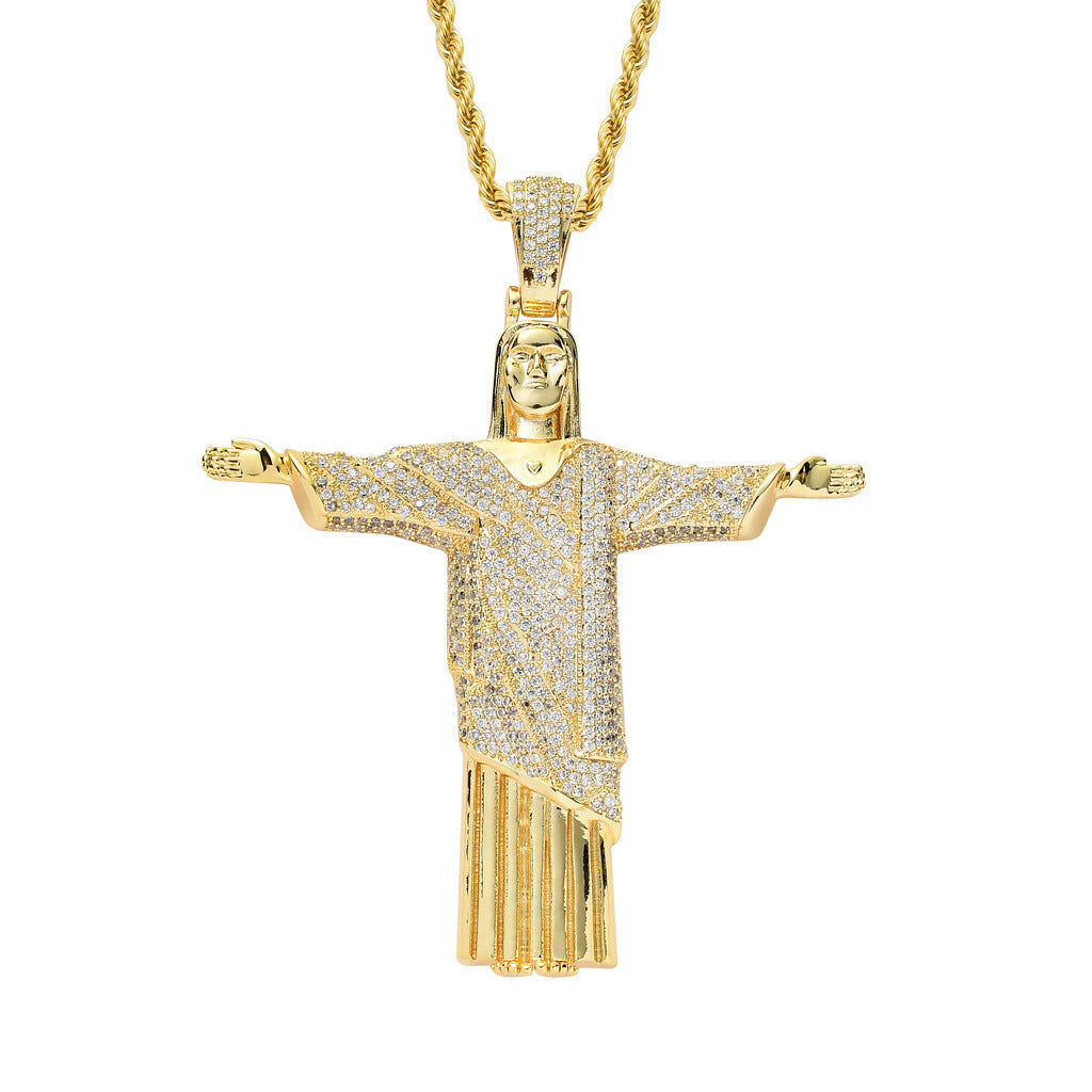 Hip Hop Vintage Cross Copper Pendant Necklace for Men and Women