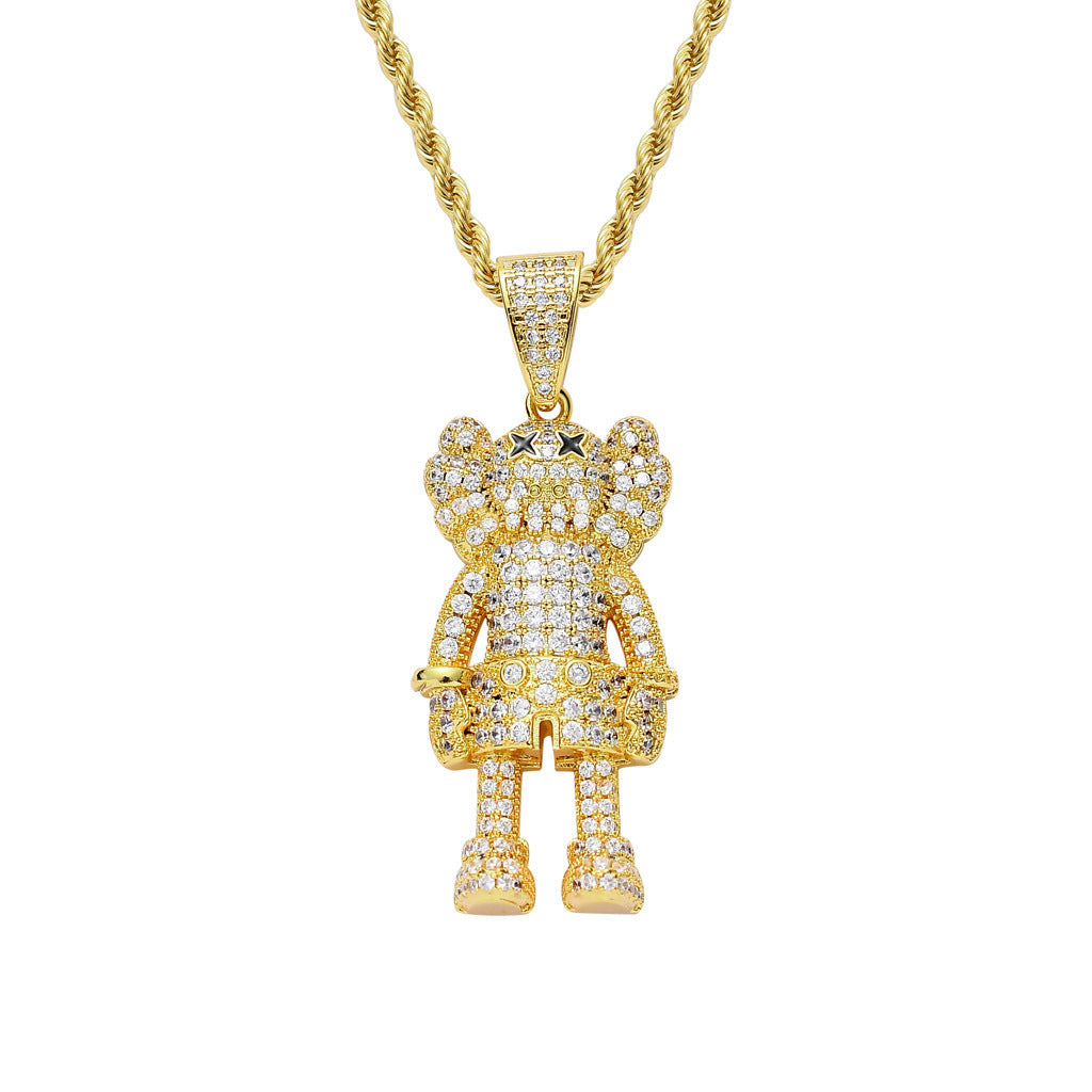 Hip Hop Punk Fashion Cubic Zirconia Pendant Necklace for Men and Women