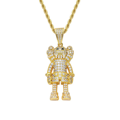 Hip Hop Punk Fashion Cubic Zirconia Pendant Necklace for Men and Women